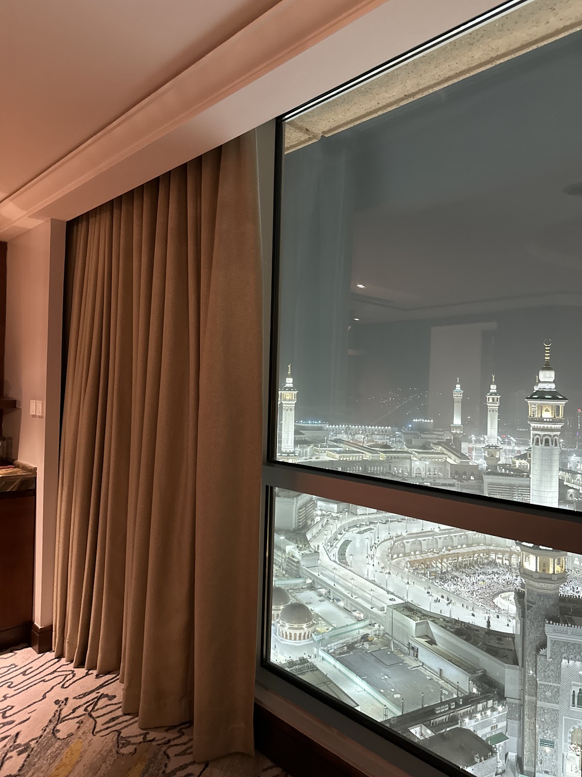 View toward the Holy Kaaba and the Grand Mosque from Raffles Makkah Palace